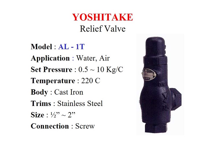 Yoshitake Safety Relief Valve AL1T Gamako Ekakarsa